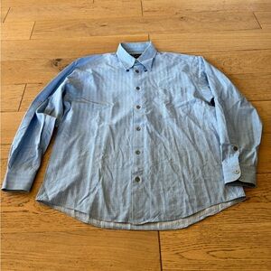 Ermenegildo Zegna Men’s Button Down Shirt Size Large Blue Plaid Print‎